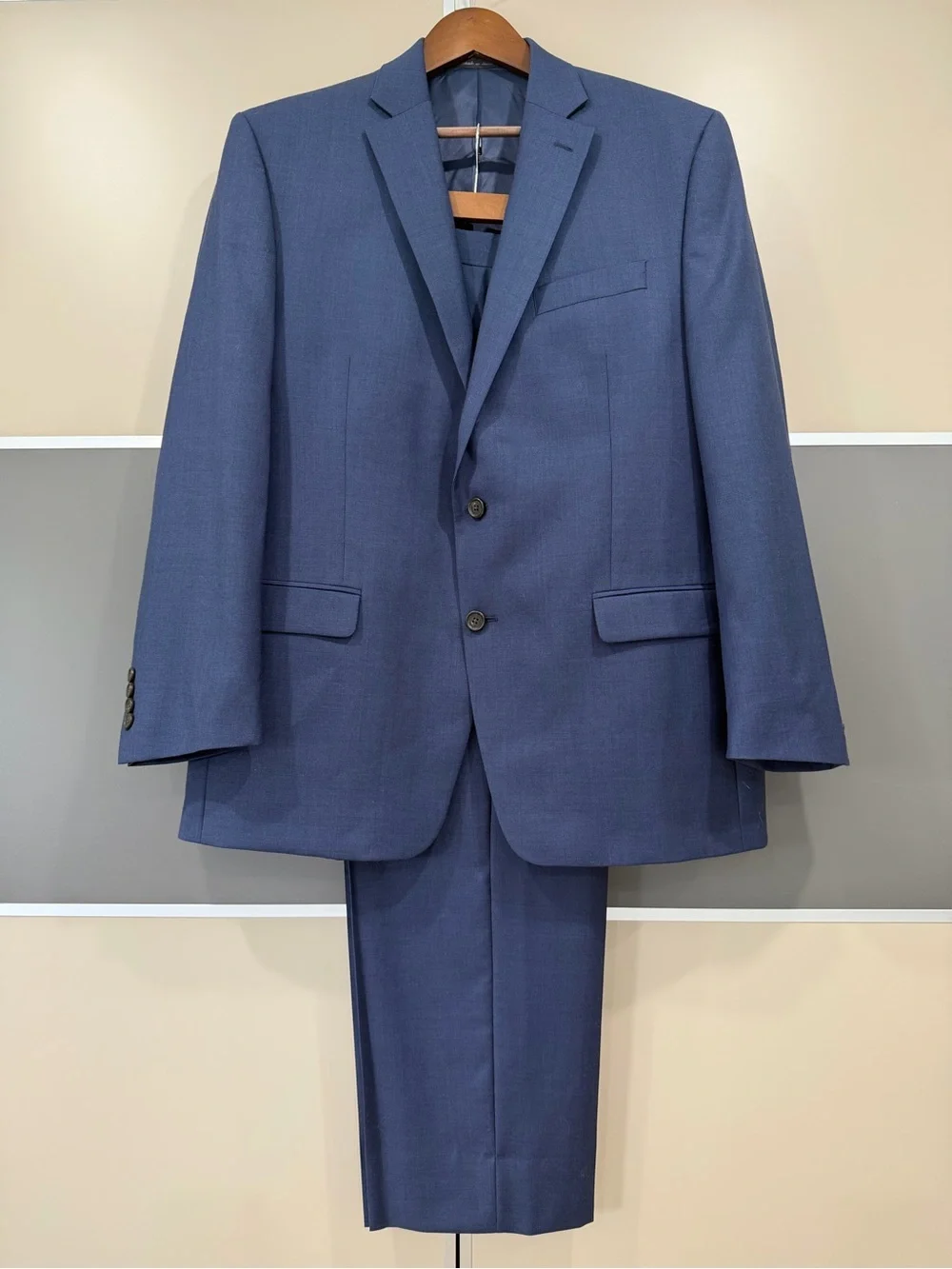 Lauren Ralph Lauren Suit Mens 44R Navy Blue 2 Button Wool Pants 38x28 Preppy